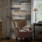 Faded Gray and Blue Vinyl Wood Wallpapers for Living Room